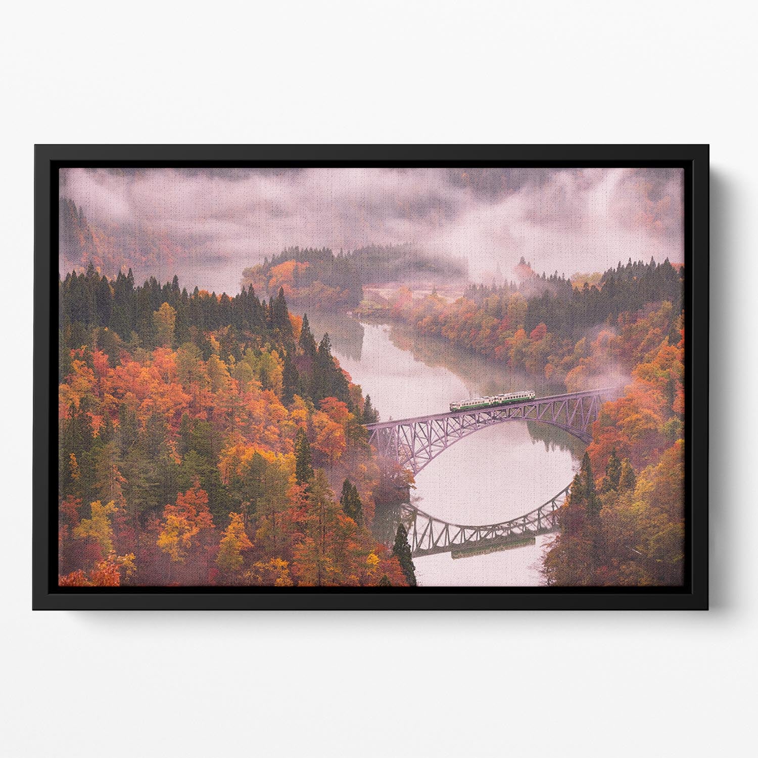 Autumn Tadami Line Floating Framed Canvas - Canvas Art Rocks - 2