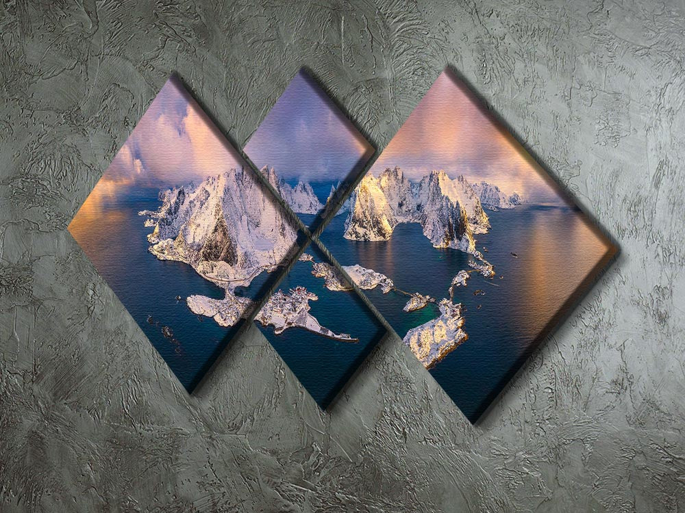 Good Morning, Lofoten 4 Square Multi Panel Canvas - Canvas Art Rocks - 2