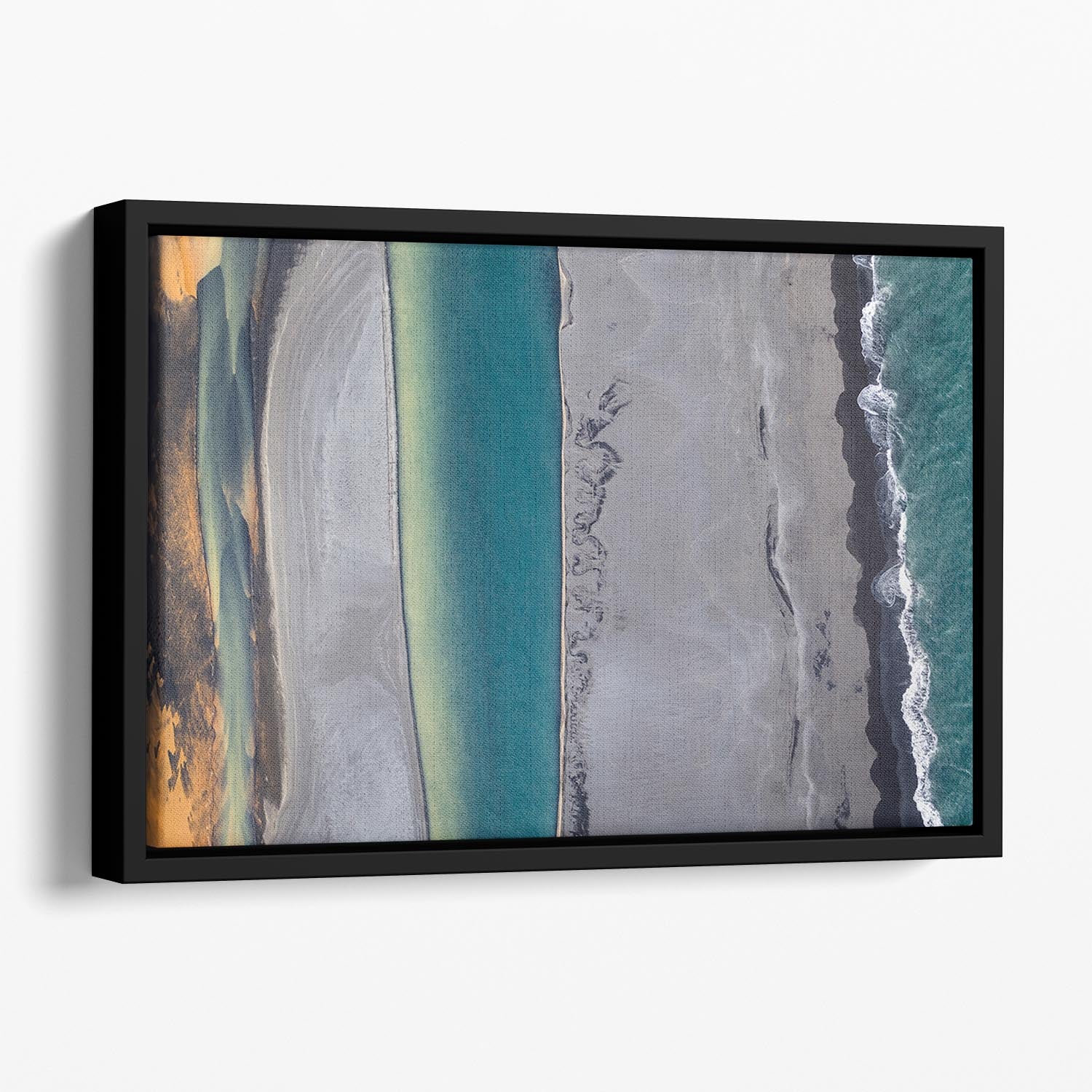 Icelandic Coastline Floating Framed Canvas - Canvas Art Rocks - 1