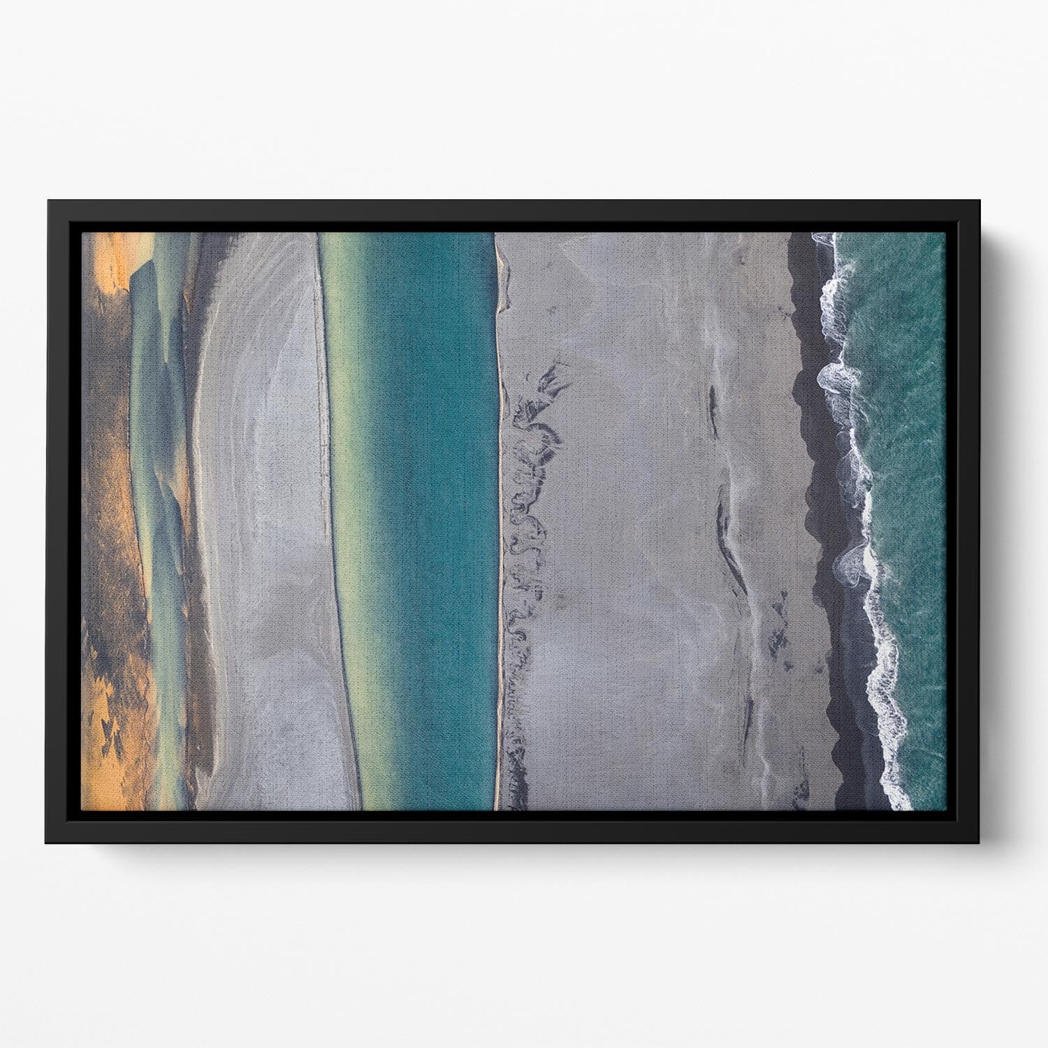 Icelandic Coastline Floating Framed Canvas - Canvas Art Rocks - 2