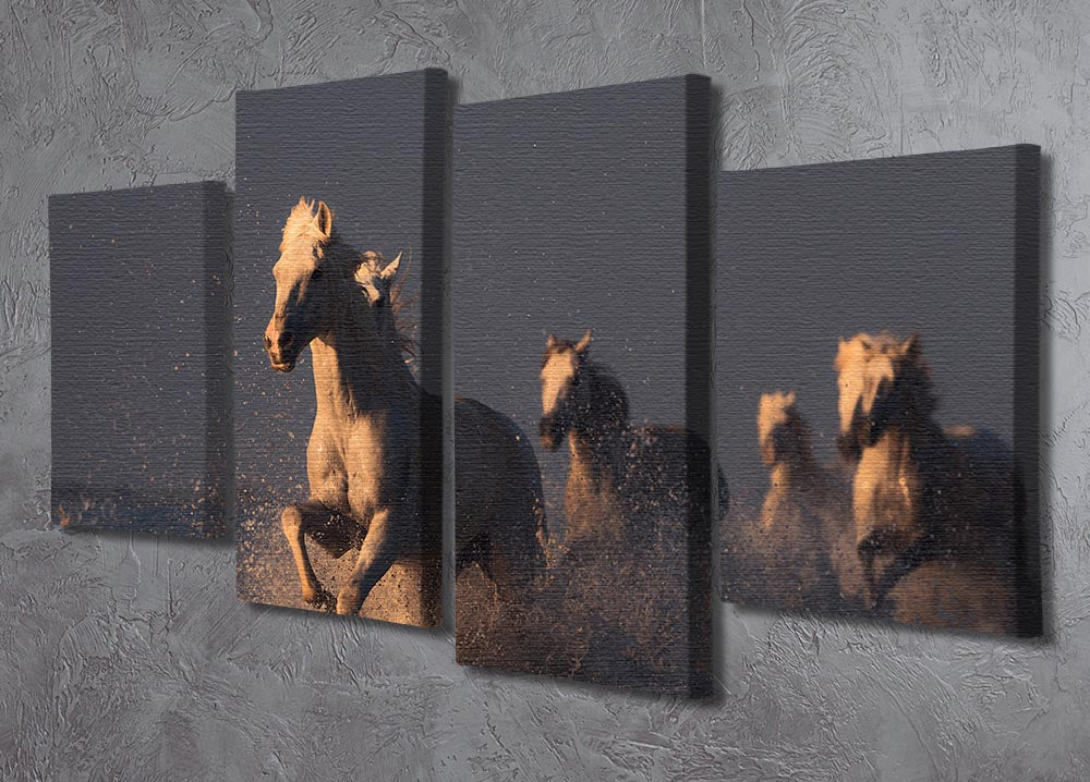 Horses in sunset light 4 Split Panel Canvas - Canvas Art Rocks - 2