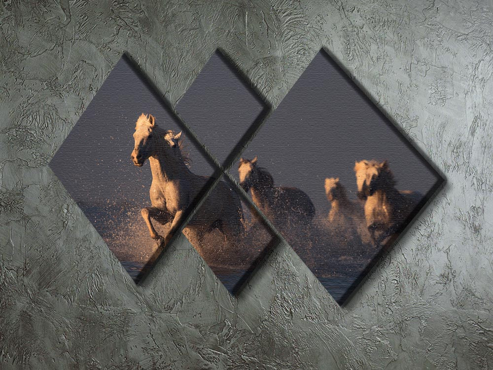 Horses in sunset light 4 Square Multi Panel Canvas - Canvas Art Rocks - 2