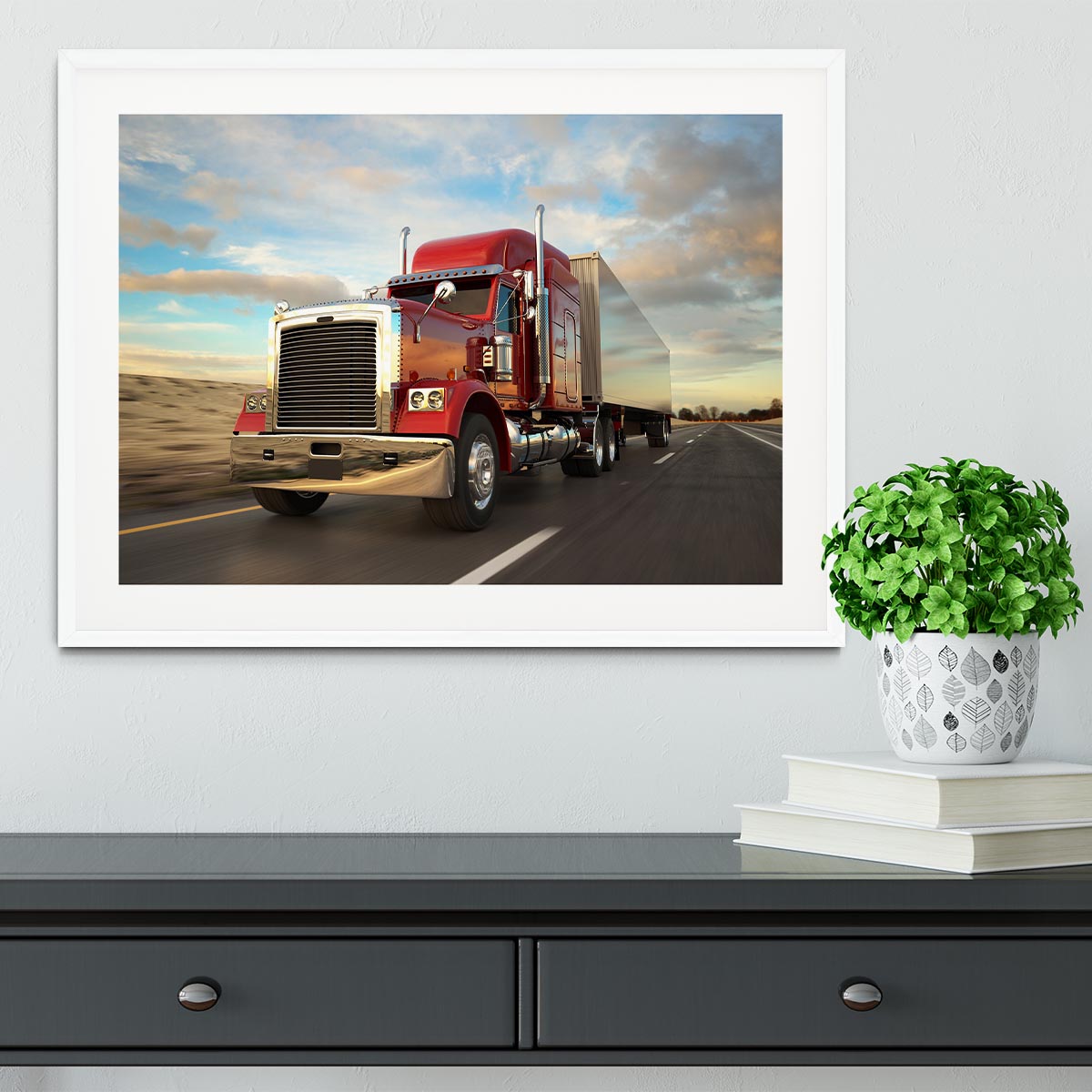 18 Wheel Red Truck Framed Print - Canvas Art Rocks - 5