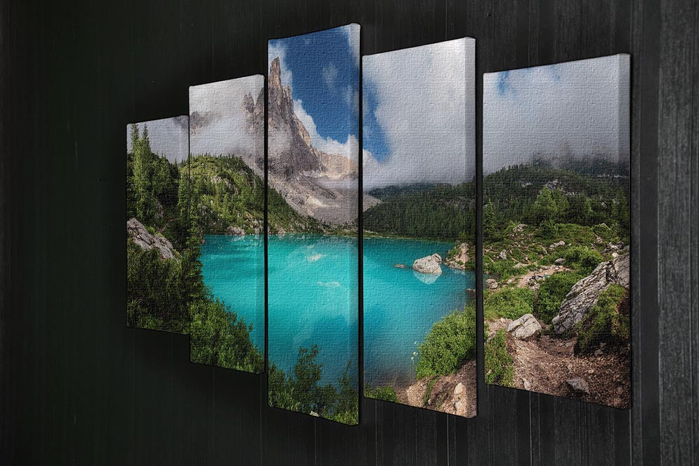 Veneto Lago Di Sorapis Panorama 5 Split Panel Canvas - Canvas Art Rocks - 2