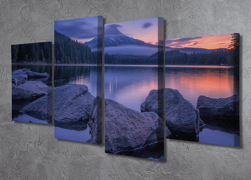 Twilight At Trillium Lake 4 Split Panel Canvas - Canvas Art Rocks - 2