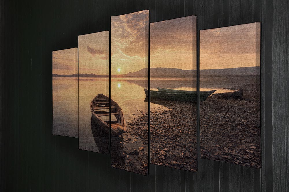 Rowing Boats In The Sunset 5 Split Panel Canvas - Canvas Art Rocks - 2
