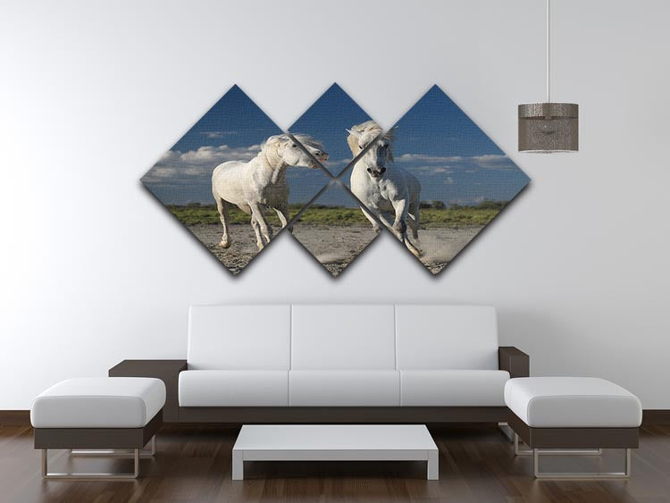 White Beach Horses 4 Square Multi Panel Canvas - Canvas Art Rocks - 3