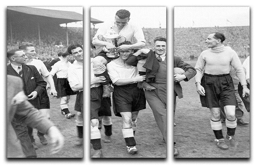 1946 FA Cup final at Wembley Charlton Athletic v Derby County 3 Split Panel Canvas Print - Canvas Art Rocks - 1