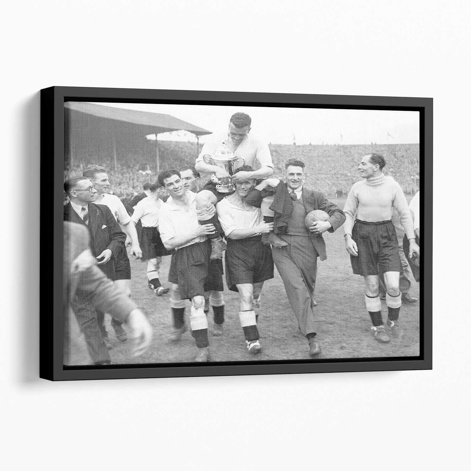 1946 FA Cup final at Wembley Charlton Athletic v Derby County Floating Framed Canvas - Canvas Art Rocks - 1