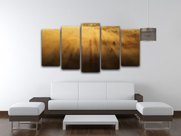 Morning In The Forest 5 Split Panel Canvas - Canvas Art Rocks - 3