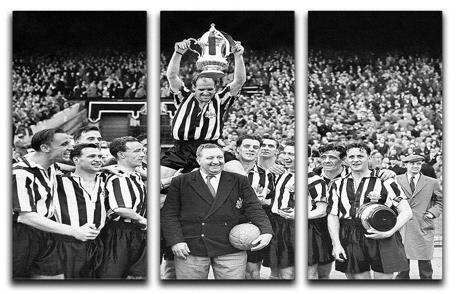 1955 FA Cup Final Newcastle United With The trophy 3 Split Panel Canvas Print - Canvas Art Rocks - 1