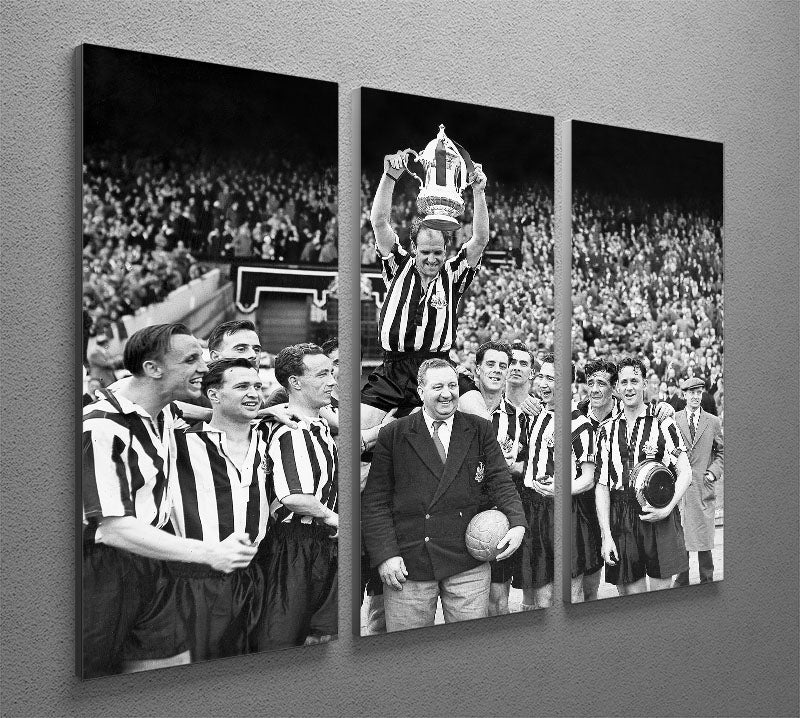 1955 FA Cup Final Newcastle United With The trophy 3 Split Panel Canvas Print - Canvas Art Rocks - 2