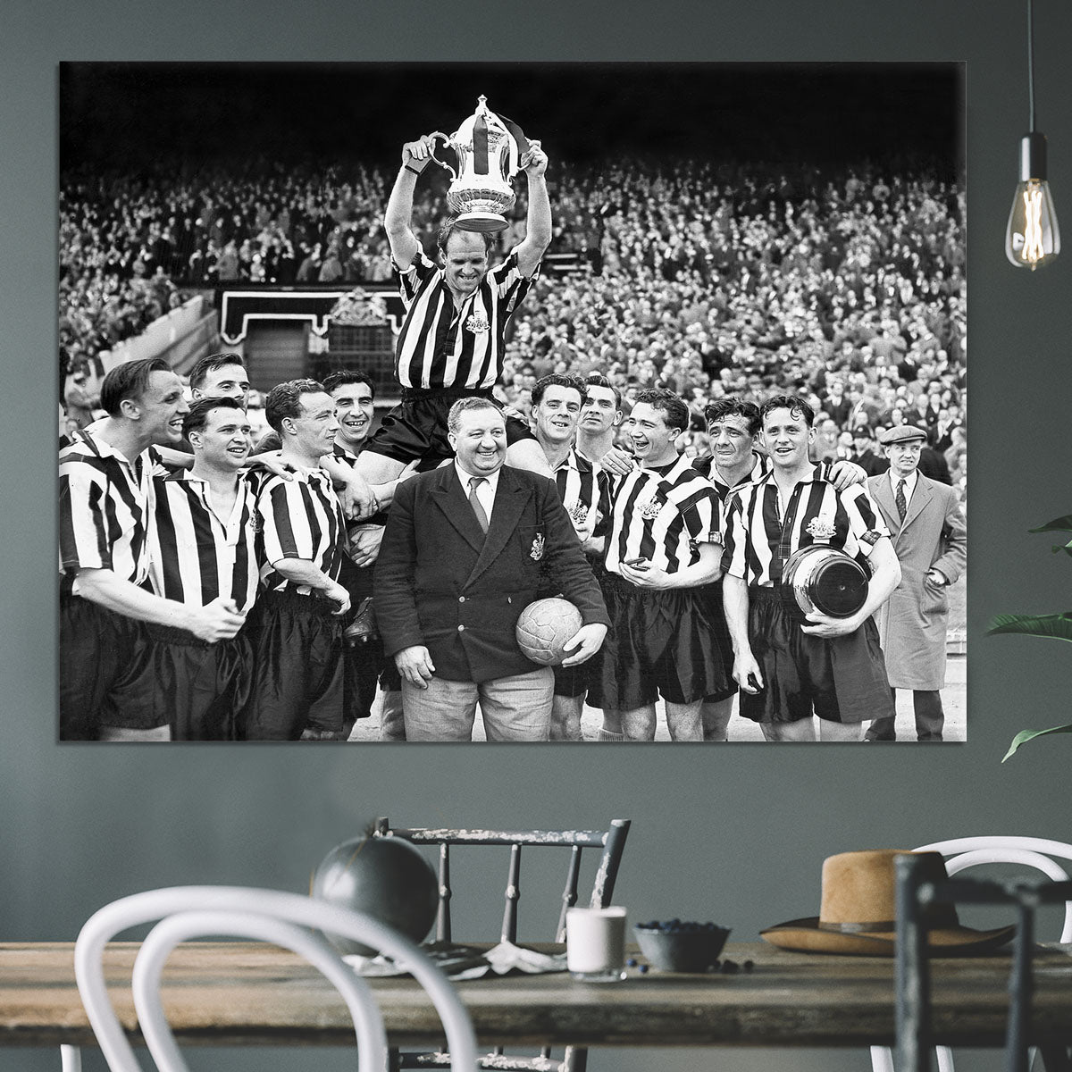 1955 FA Cup Final Newcastle United With The trophy Canvas Print or Poster - Canvas Art Rocks - 3
