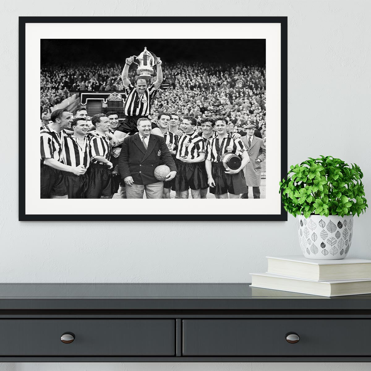1955 FA Cup Final Newcastle United With The trophy Framed Print - Canvas Art Rocks - 1