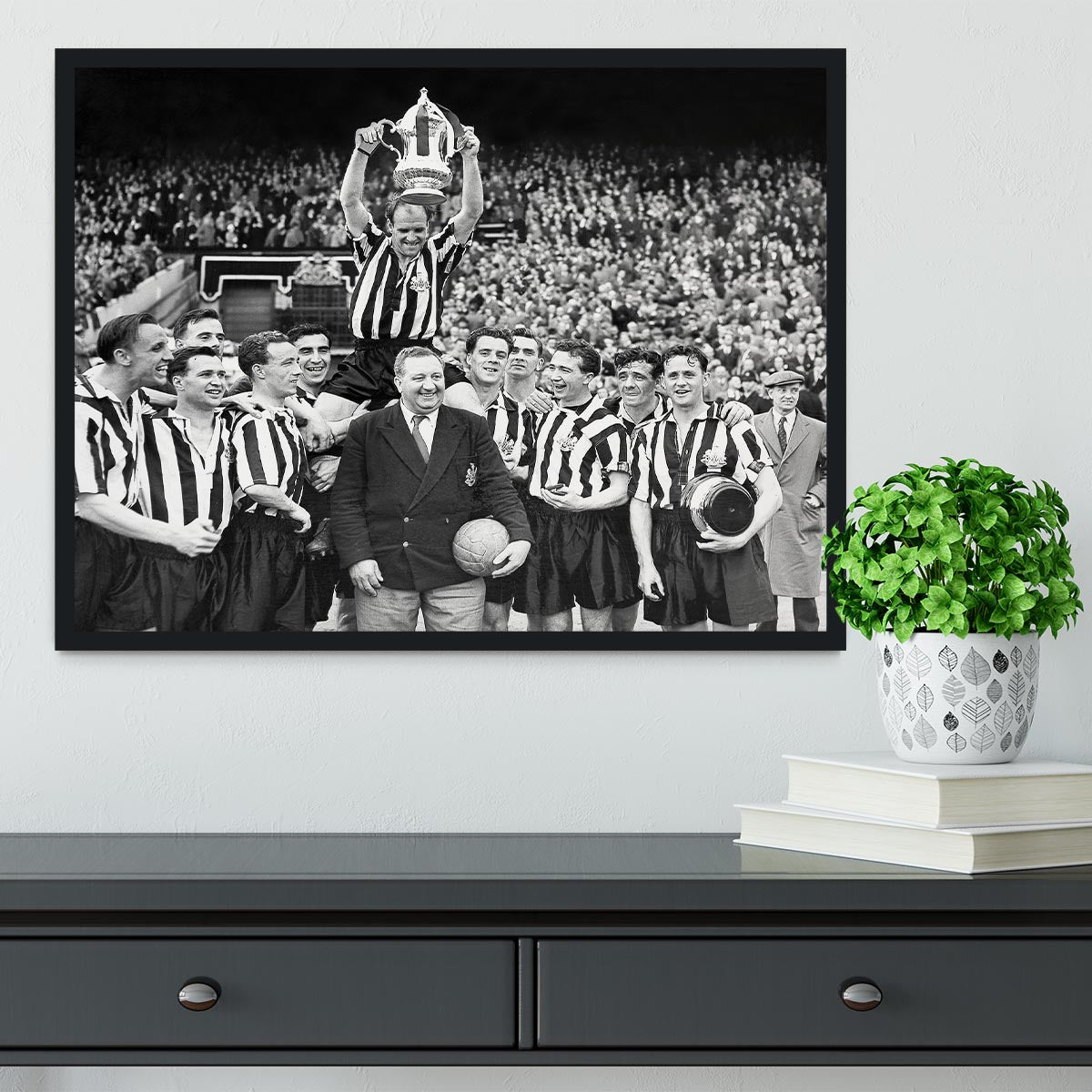 1955 FA Cup Final Newcastle United With The trophy Framed Print - Canvas Art Rocks - 2