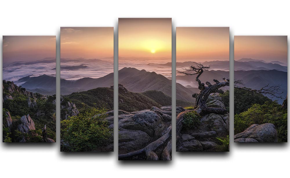 Sunrise On Top 5 Split Panel Canvas - Canvas Art Rocks - 1