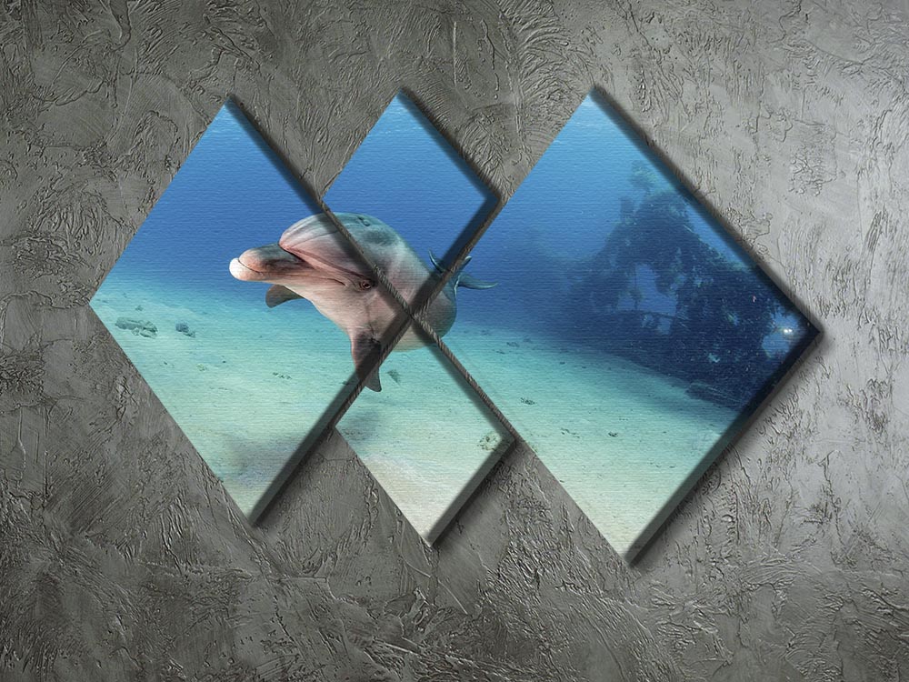 Dolphin 4 Square Multi Panel Canvas - Canvas Art Rocks - 2