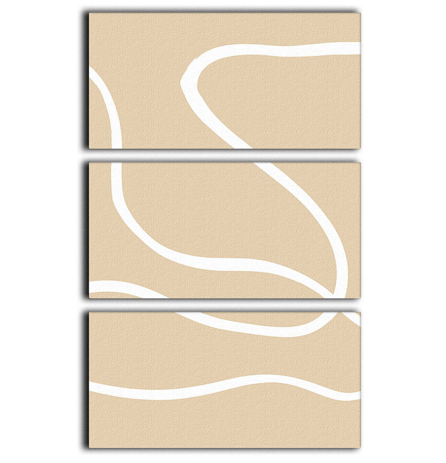Beige Lines 01 3 Split Panel Canvas Print - 1x - 1