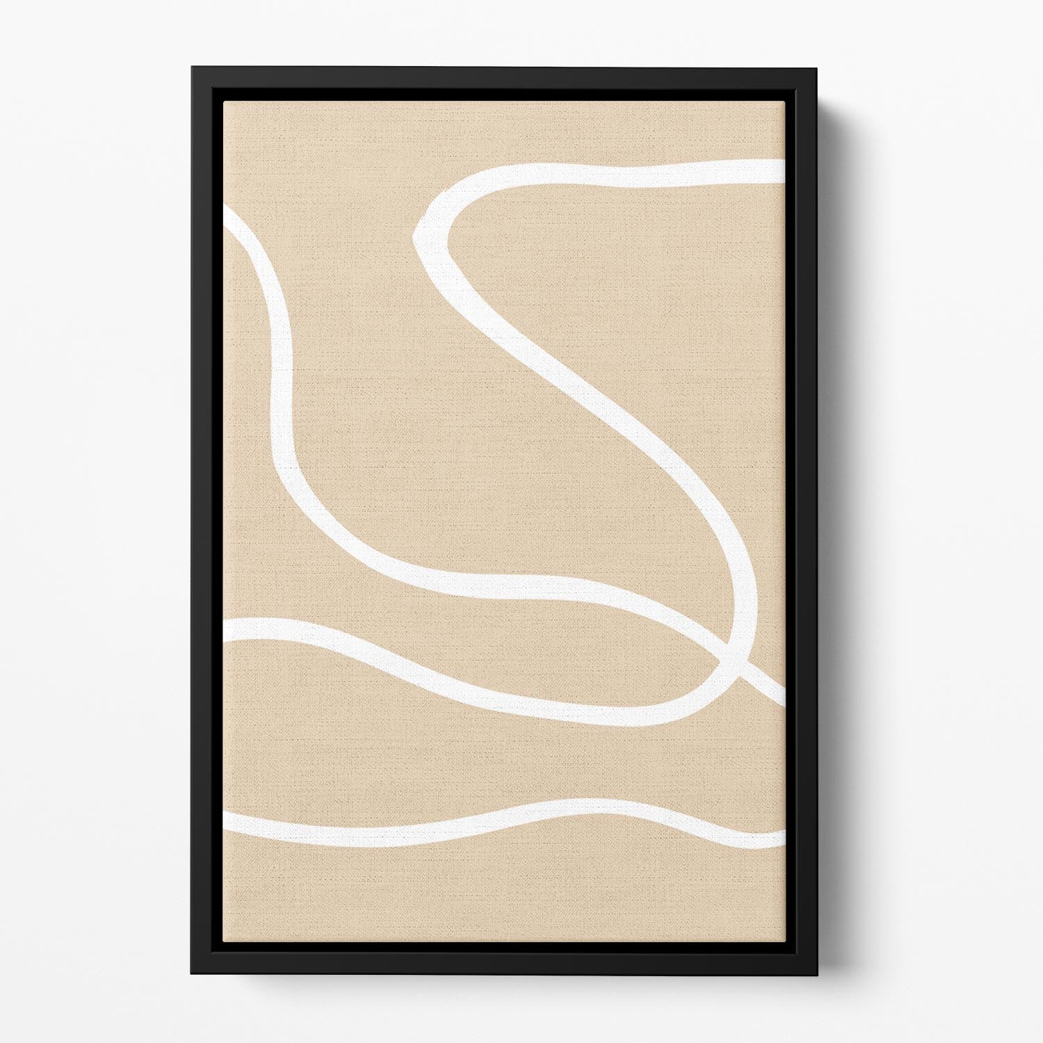 Beige Lines 01 Floating Framed Canvas - 1x - 2