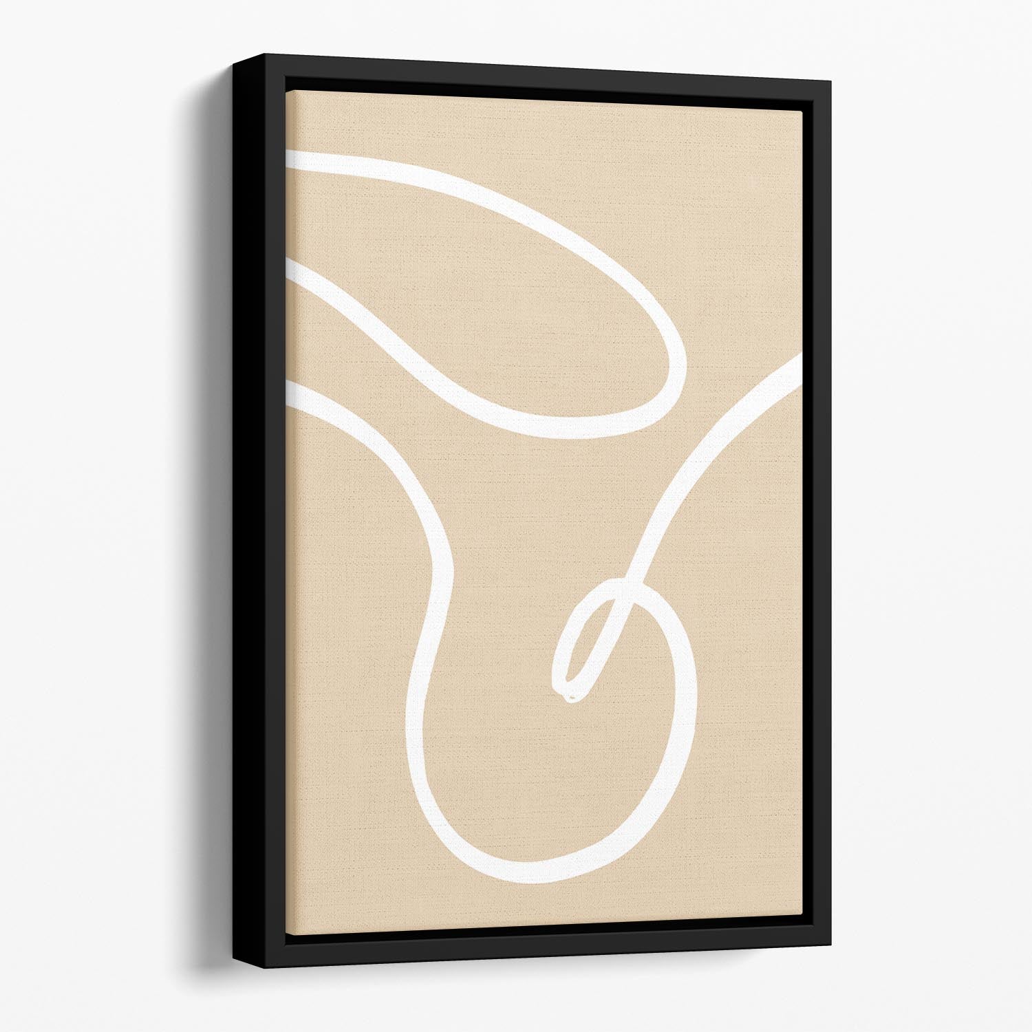 Beige Lines 02 Floating Framed Canvas - 1x - 1