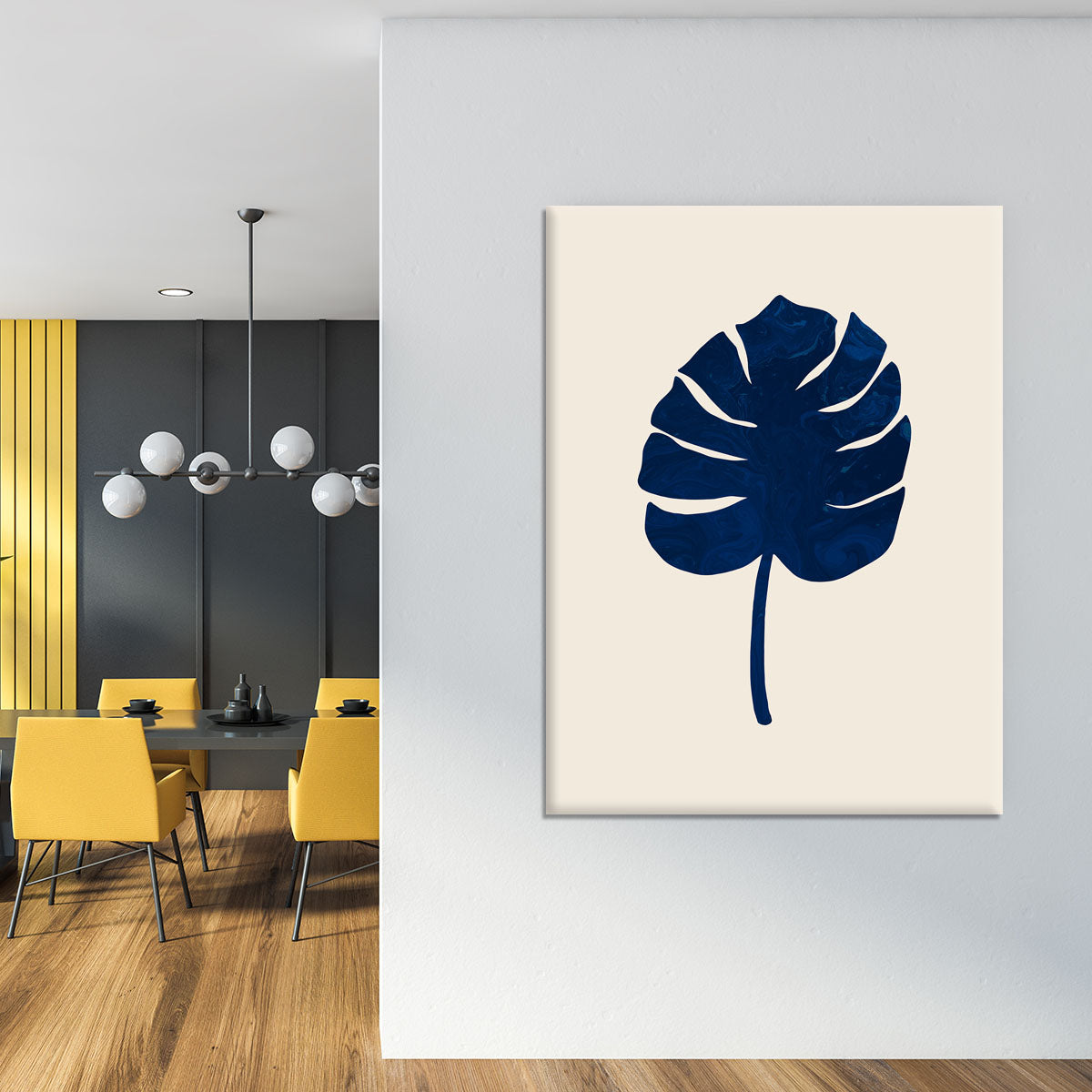 Monstera Marble Blue Canvas Print or Poster - Canvas Art Rocks - 4