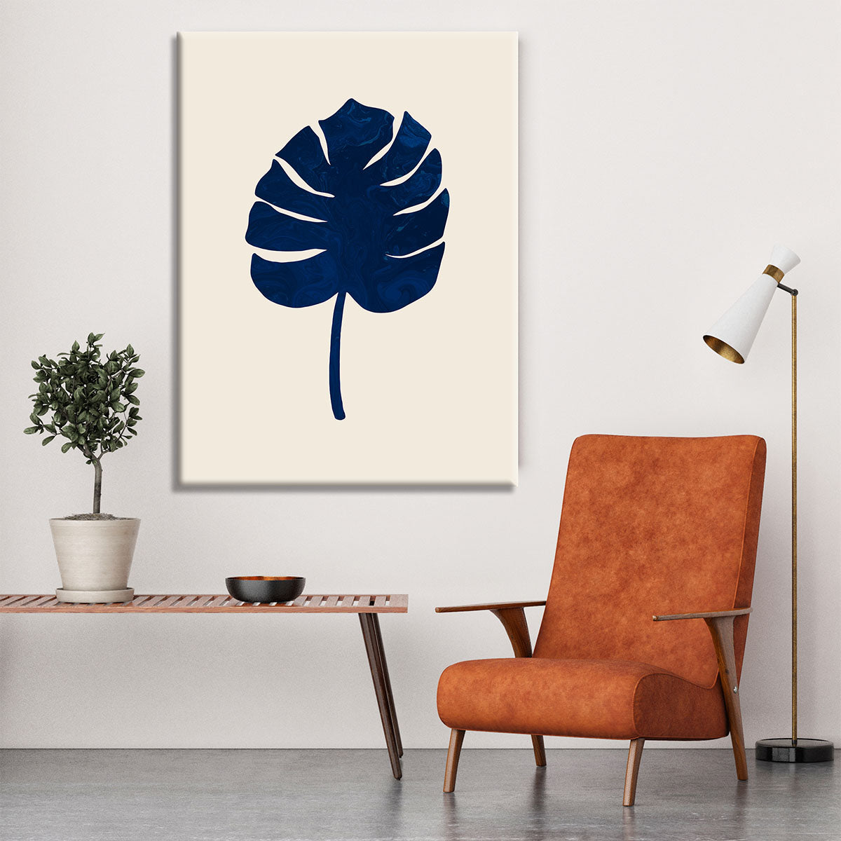 Monstera Marble Blue Canvas Print or Poster - Canvas Art Rocks - 6