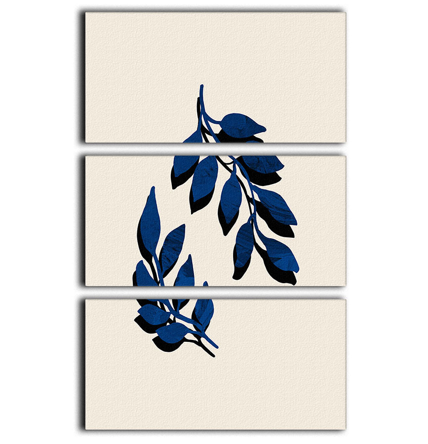 Blue Twig Brush 3 Split Panel Canvas Print - 1x - 1