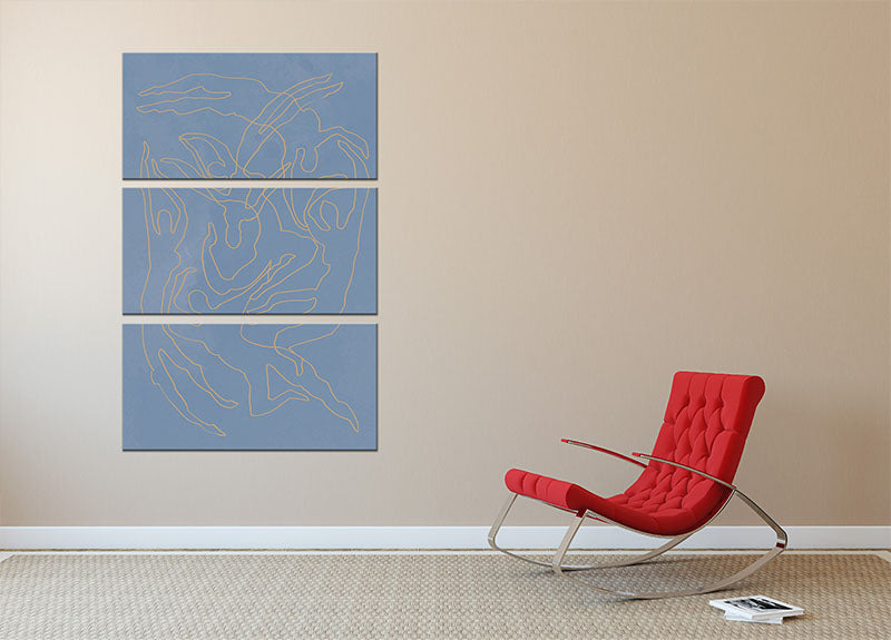 Blue Swimmers 3 Split Panel Canvas Print - Canvas Art Rocks - 2