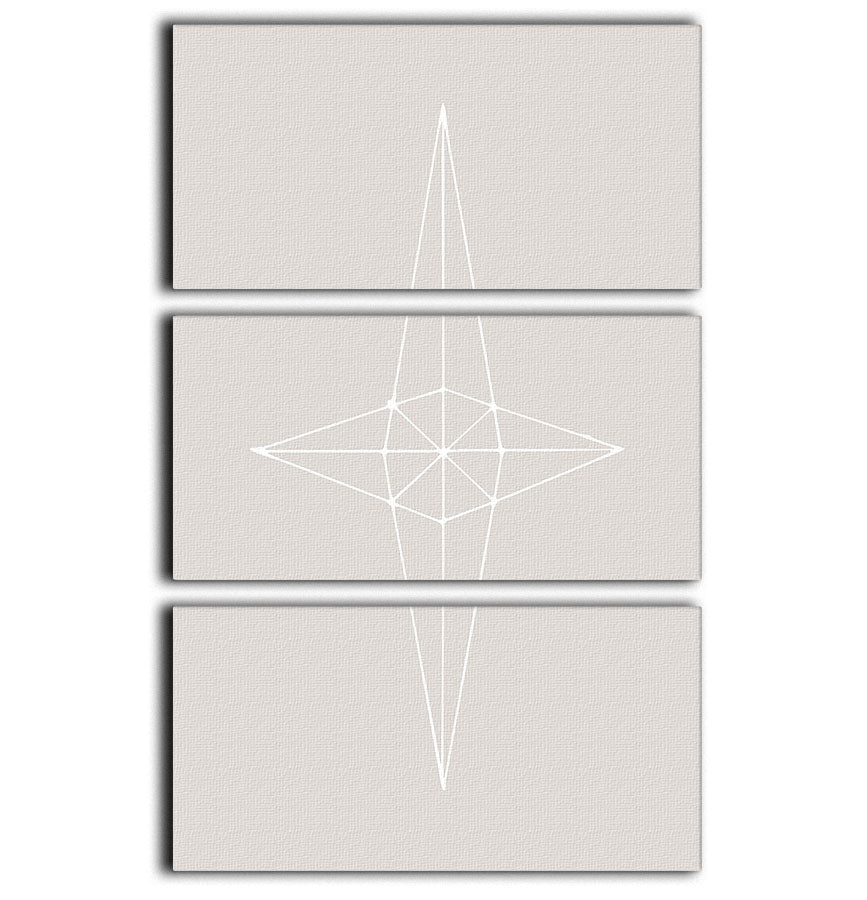 Grid Star Grey 3 Split Panel Canvas Print - Canvas Art Rocks - 1