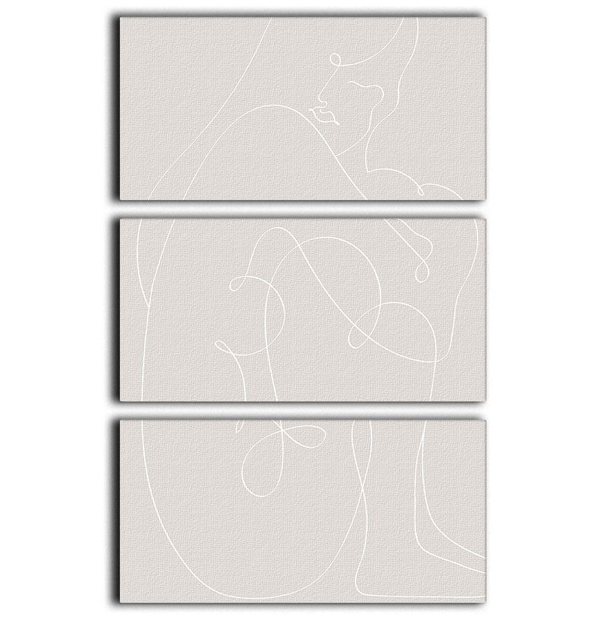 Woman Lines White 3 Split Panel Canvas Print - Canvas Art Rocks - 1