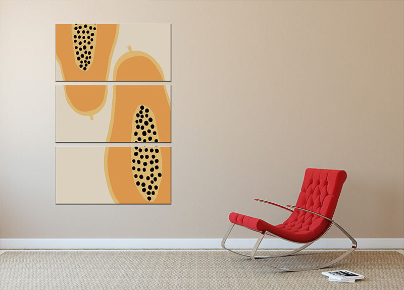 Papaya Fruit 3 Split Panel Canvas Print - Canvas Art Rocks - 2