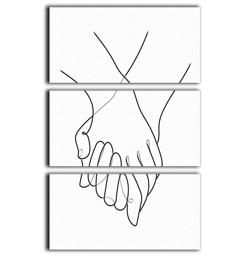 Holding Hands Lines 3 Split Panel Canvas Print - Canvas Art Rocks - 1