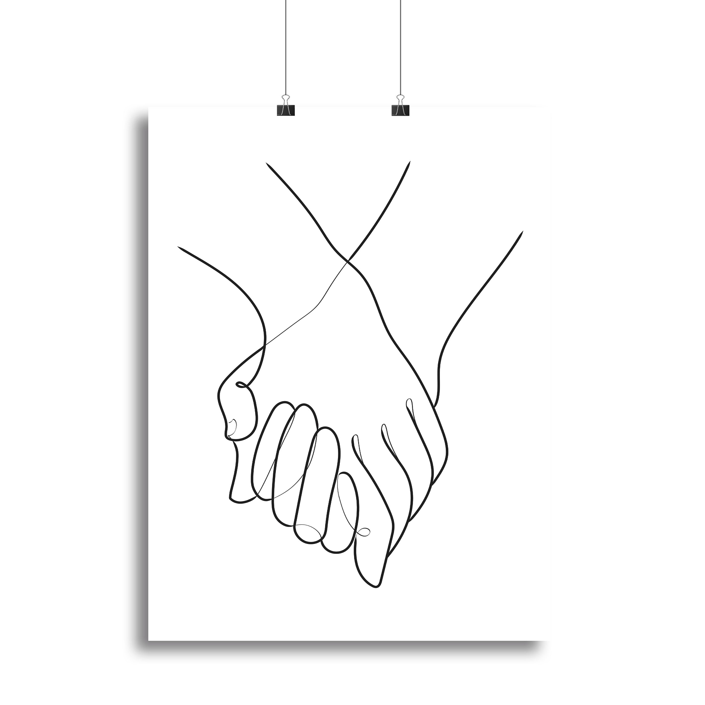 Holding Hands Lines Canvas Print or Poster - Canvas Art Rocks - 2