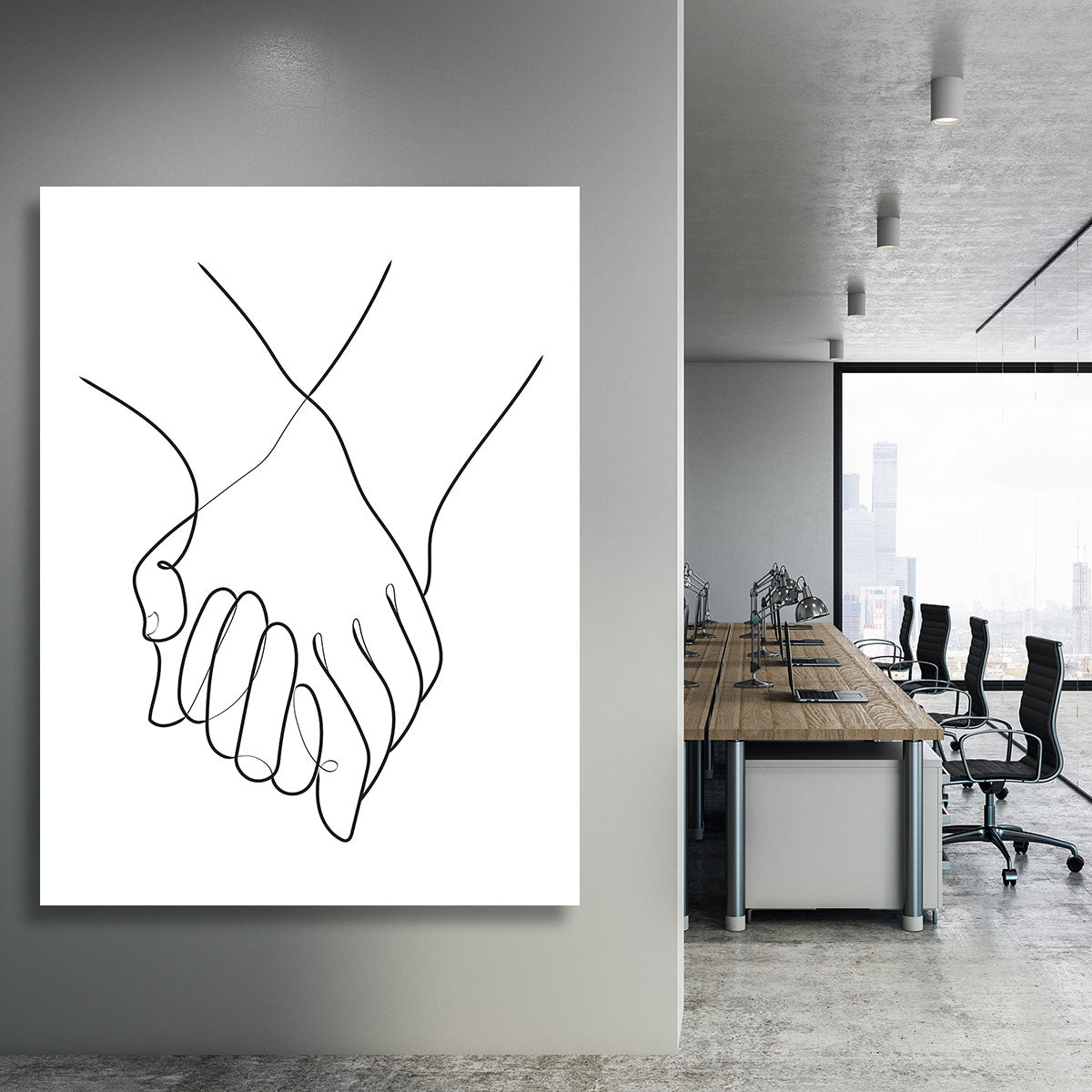 Holding Hands Lines Canvas Print or Poster - Canvas Art Rocks - 3