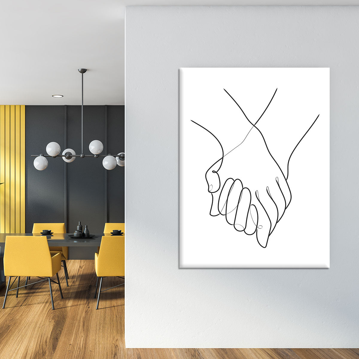 Holding Hands Lines Canvas Print or Poster - Canvas Art Rocks - 4