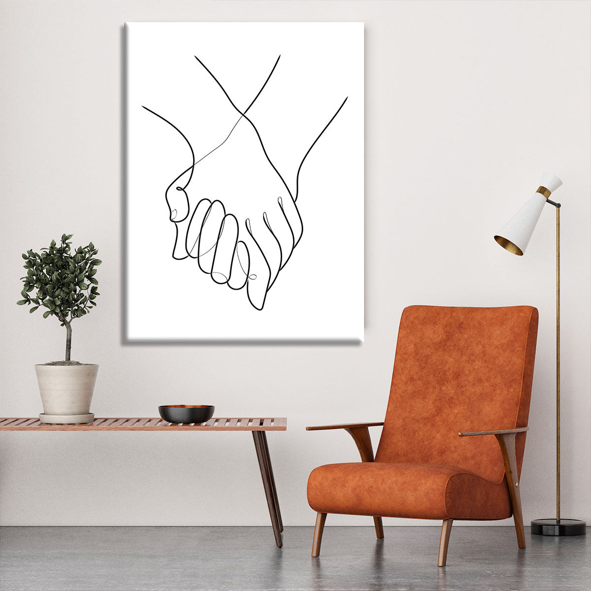 Holding Hands Lines Canvas Print or Poster - Canvas Art Rocks - 6