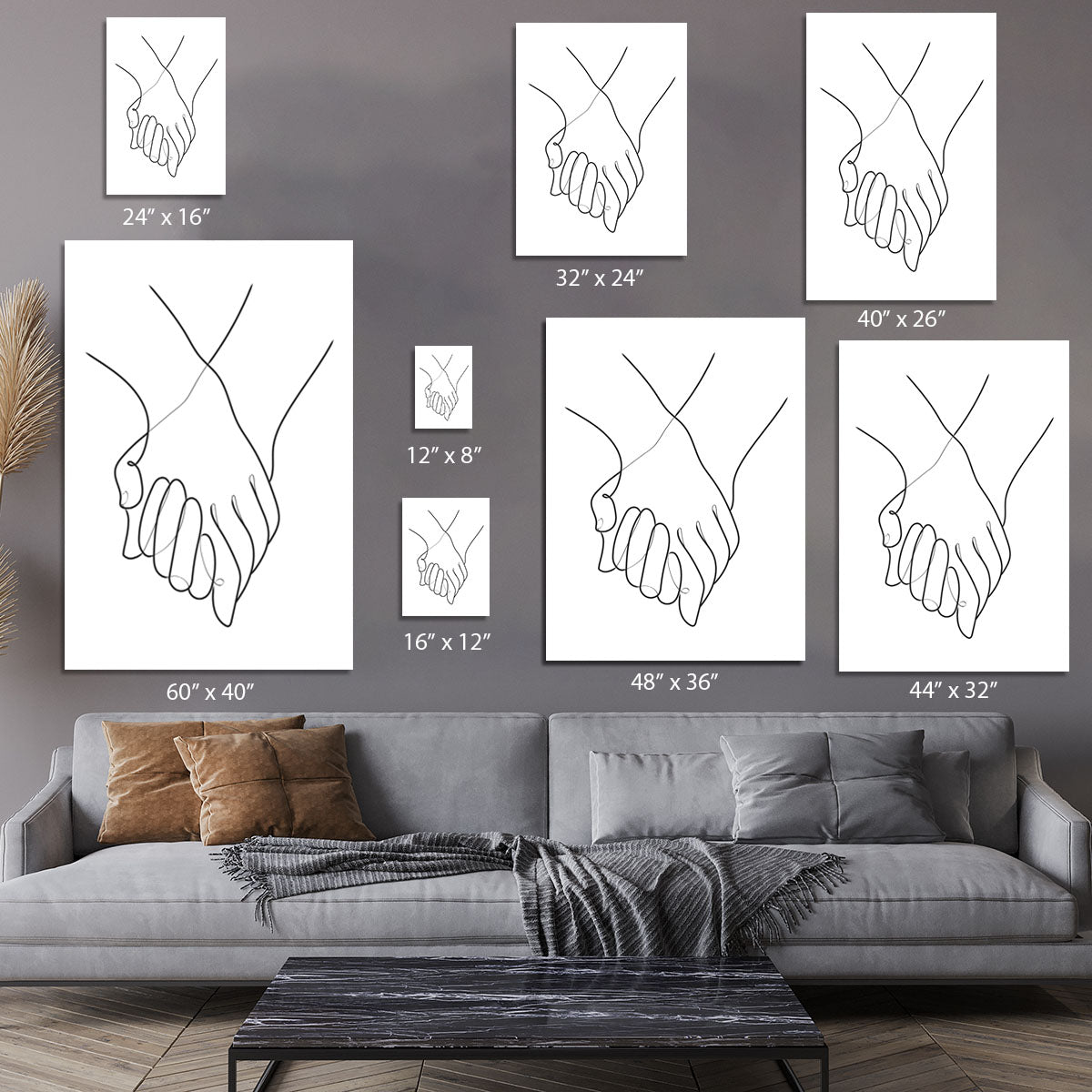 Holding Hands Lines Canvas Print or Poster - Canvas Art Rocks - 7