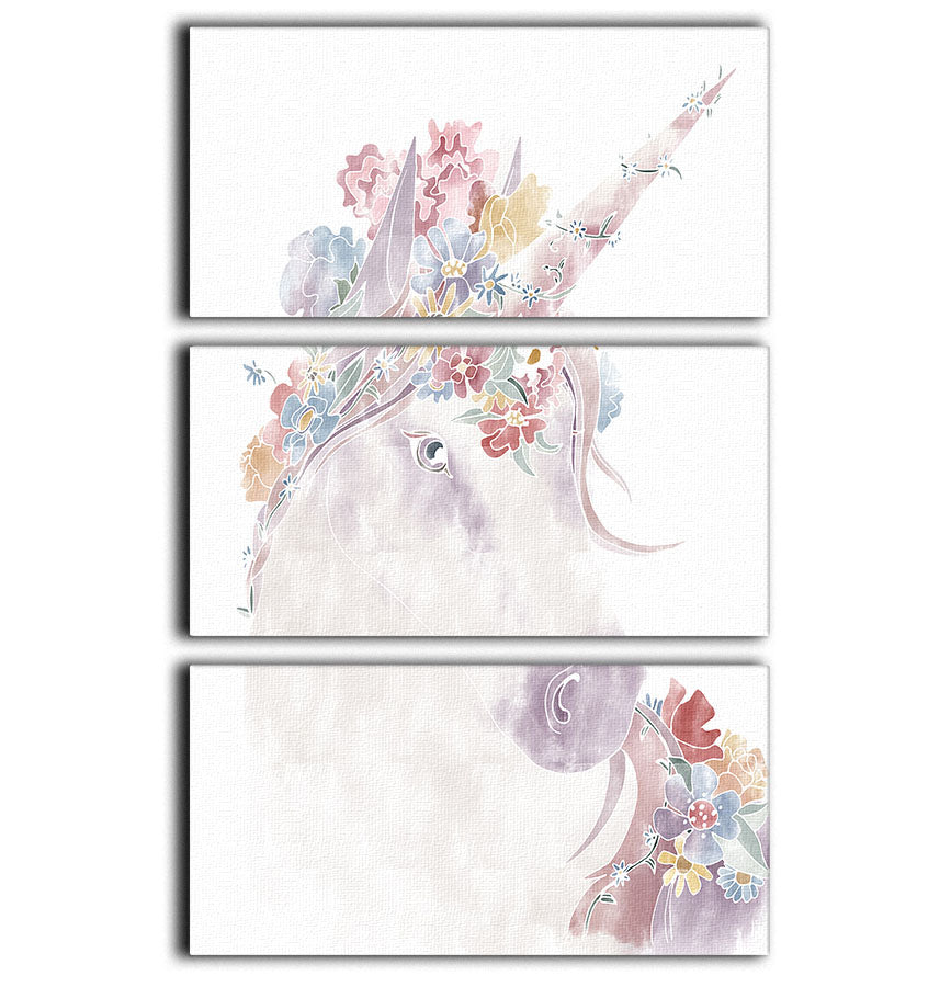 Unicorn Floral 3 Split Panel Canvas Print - 1x - 1