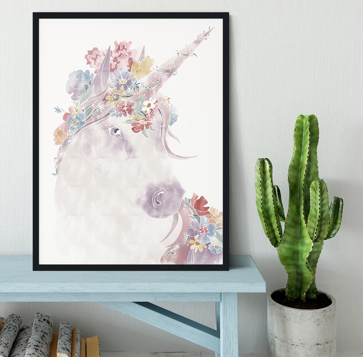 Unicorn Floral Framed Print - 1x - 2