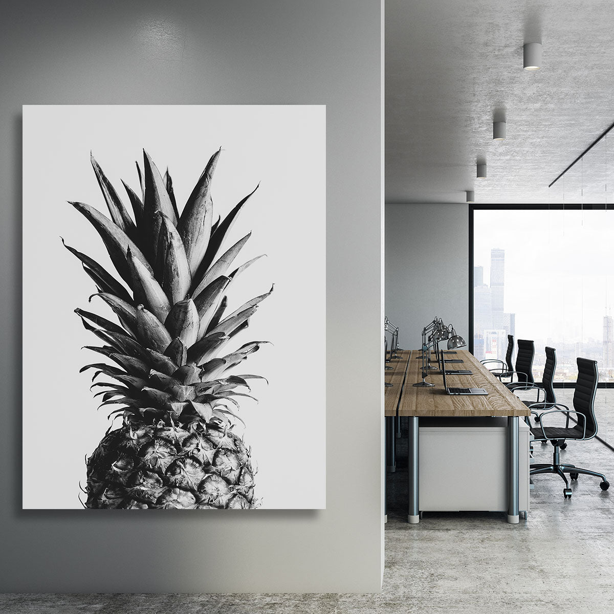 Pineapple Black a White 02 Canvas Print or Poster - Canvas Art Rocks - 3
