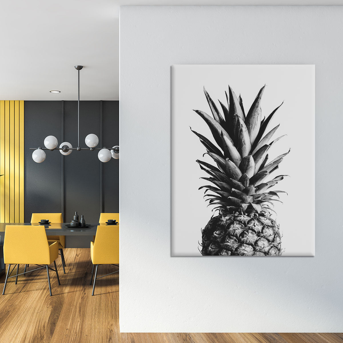 Pineapple Black a White 02 Canvas Print or Poster - Canvas Art Rocks - 4