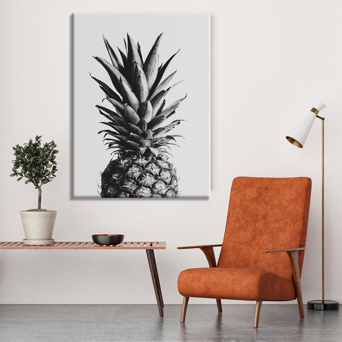 Pineapple Black a White 02 Canvas Print or Poster - Canvas Art Rocks - 6