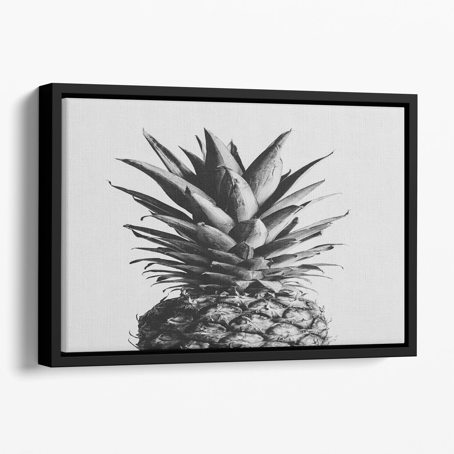 Pineapple Black a White 02 Floating Framed Canvas - Canvas Art Rocks - 1