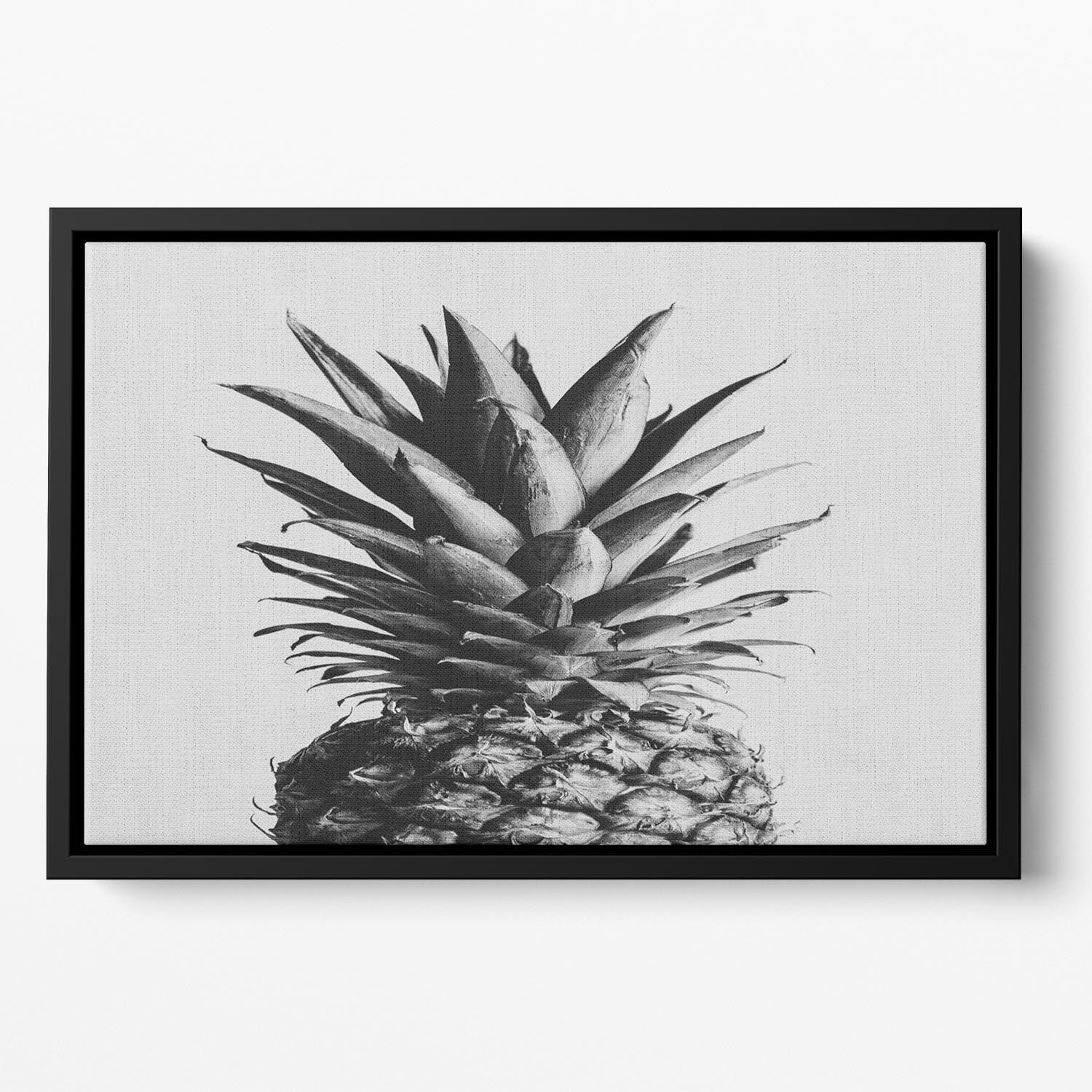 Pineapple Black a White 02 Floating Framed Canvas - Canvas Art Rocks - 2