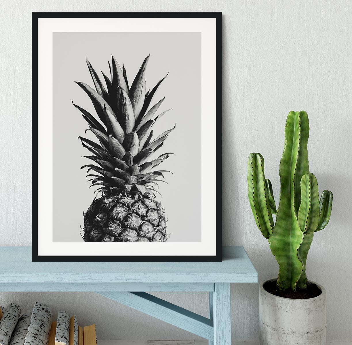 Pineapple Black a White 02 Framed Print - Canvas Art Rocks - 1
