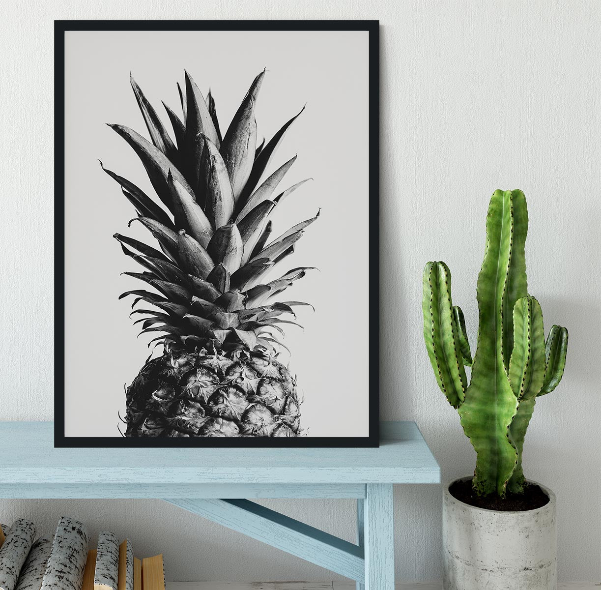 Pineapple Black a White 02 Framed Print - Canvas Art Rocks - 2
