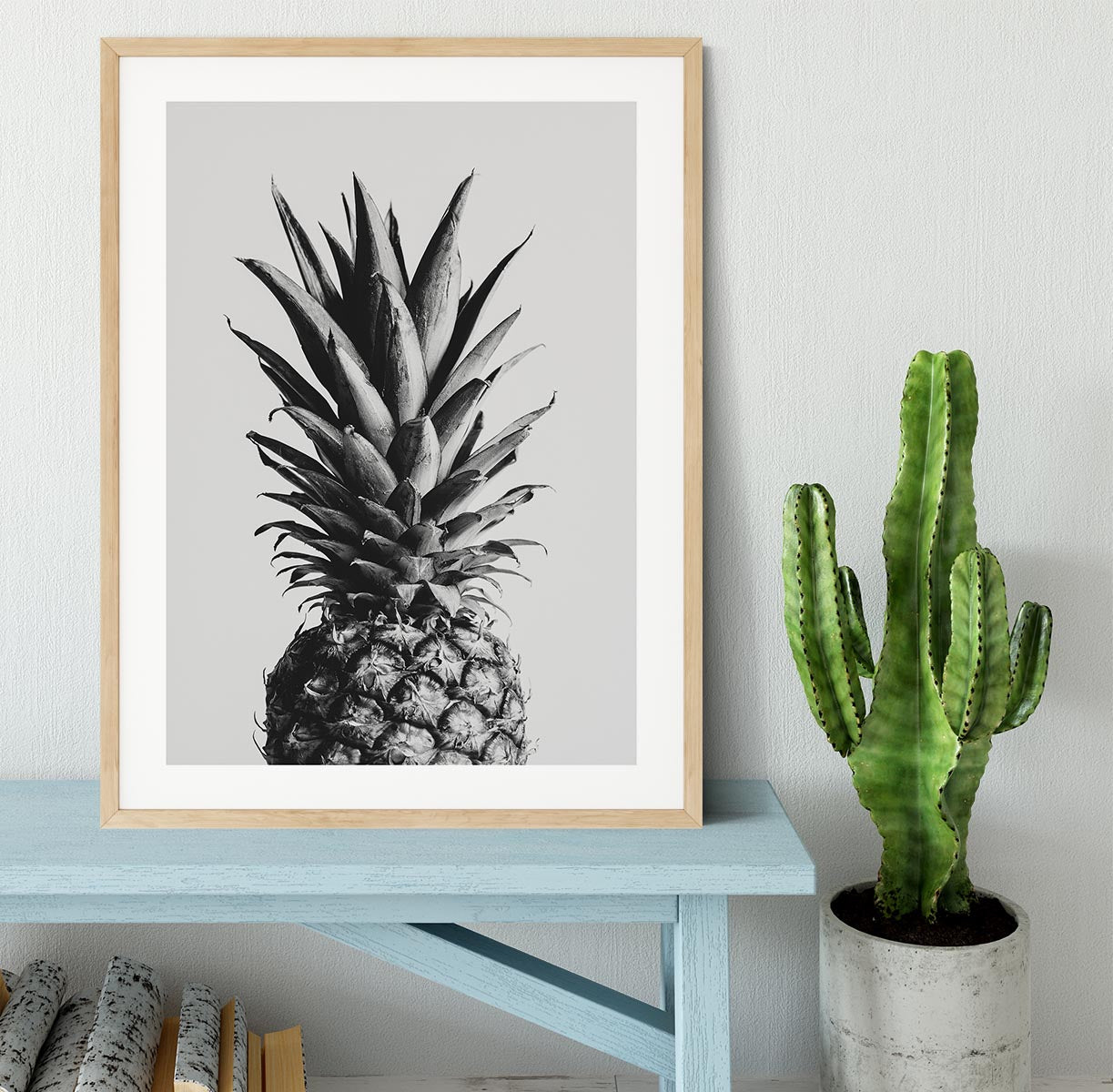 Pineapple Black a White 02 Framed Print - Canvas Art Rocks - 3