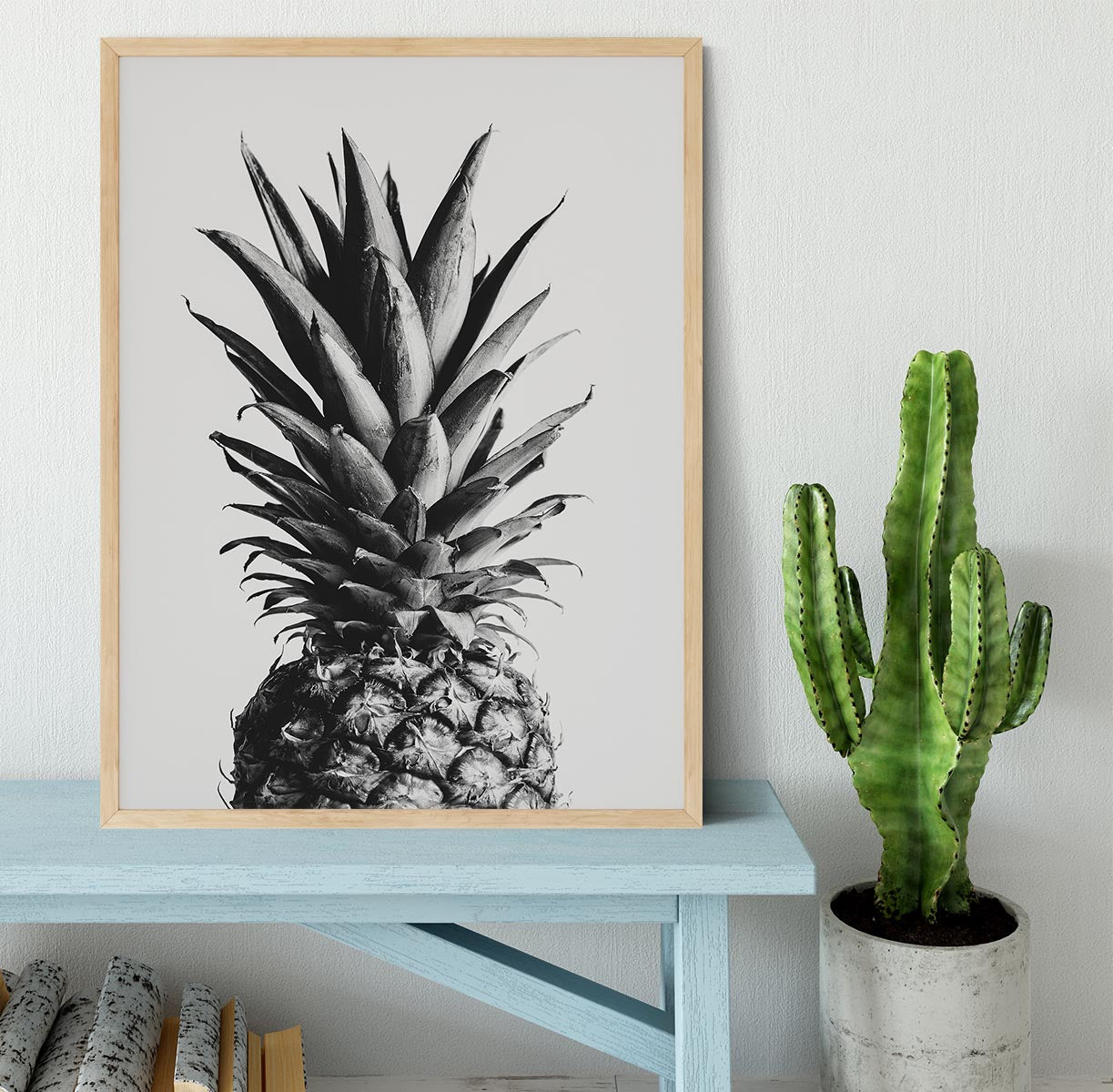 Pineapple Black a White 02 Framed Print - Canvas Art Rocks - 4