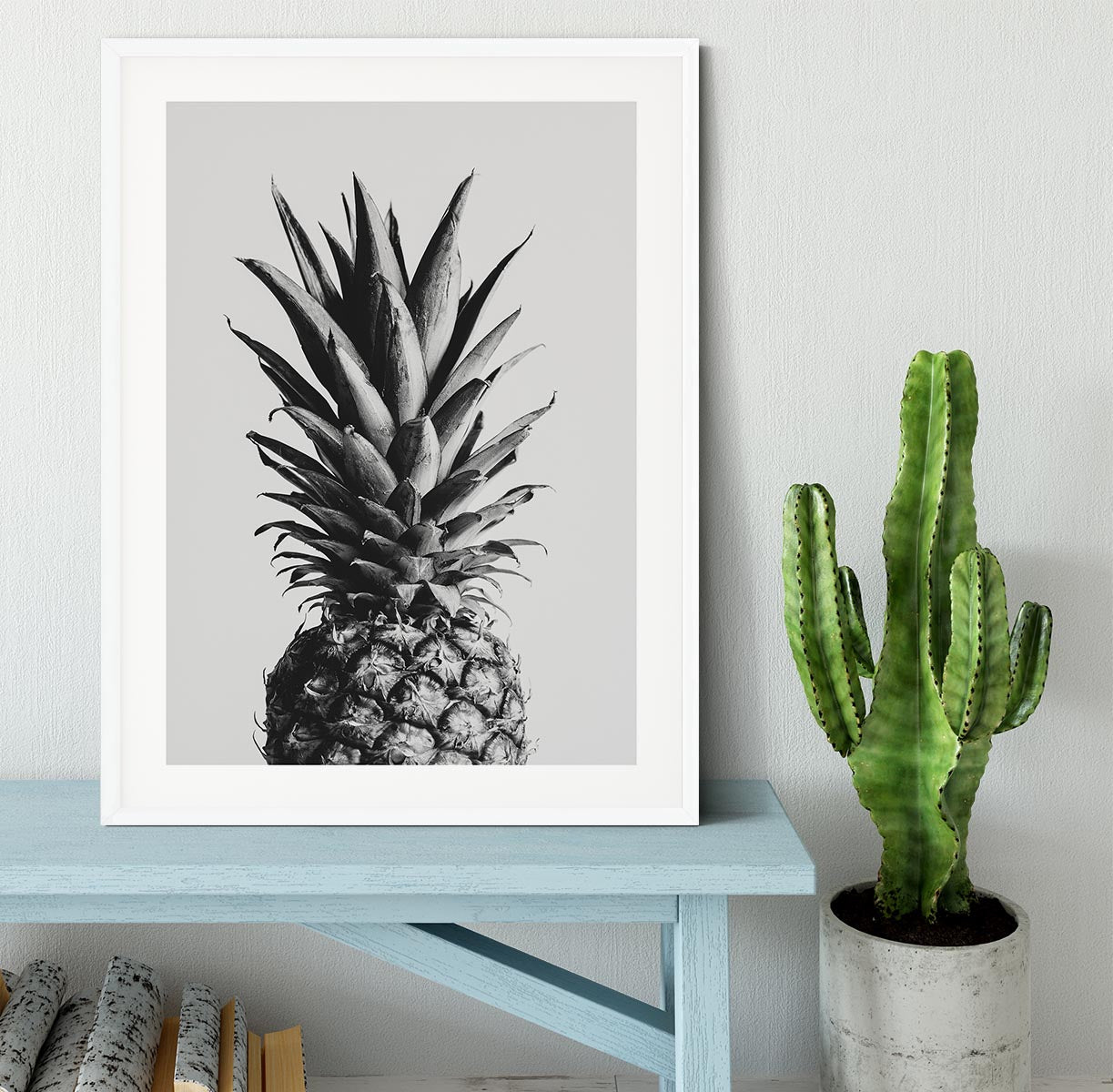 Pineapple Black a White 02 Framed Print - Canvas Art Rocks - 5