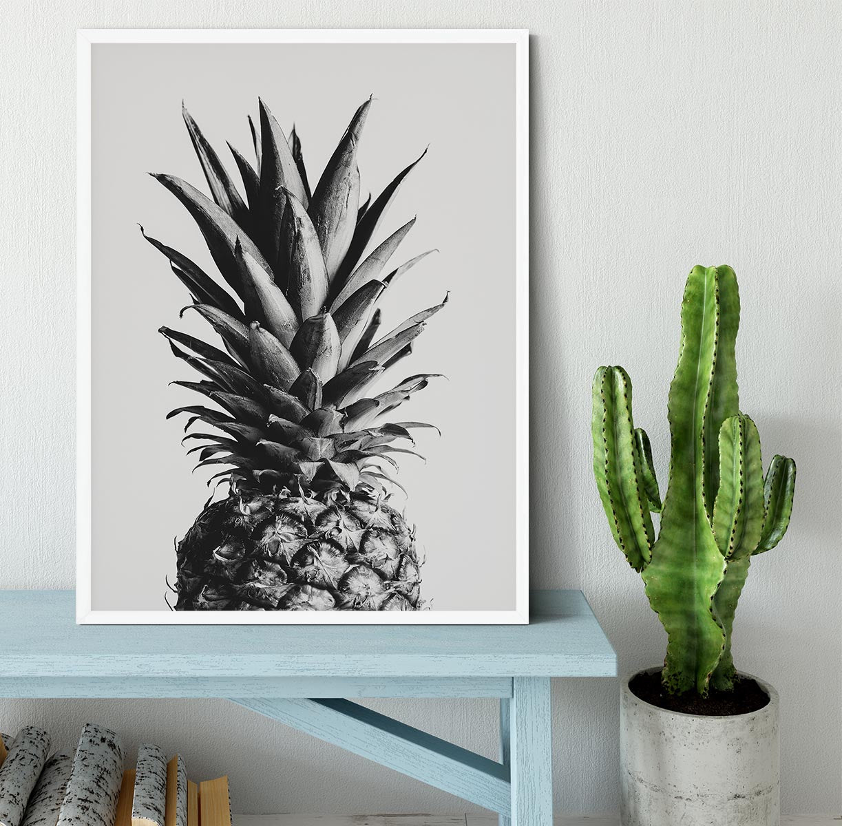 Pineapple Black a White 02 Framed Print - Canvas Art Rocks -6
